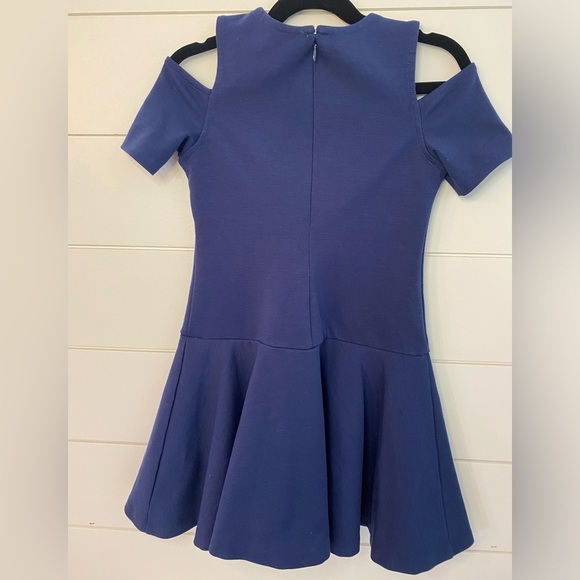 Polo Ralph Lauren Navy Blue Cold Shoulder short sleeve flare bottom dress size 7 - Picture 5 of 13